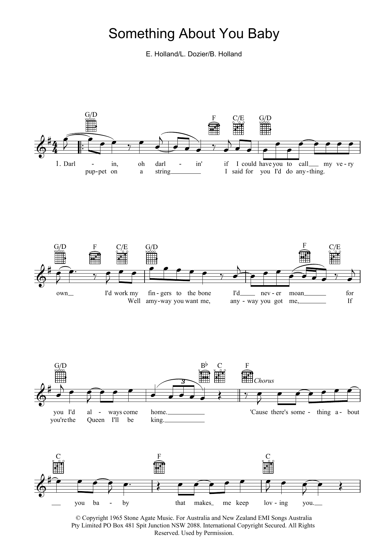 Holland-Dozier-Holland Something About You Baby sheet music notes and chords. Download Printable PDF.