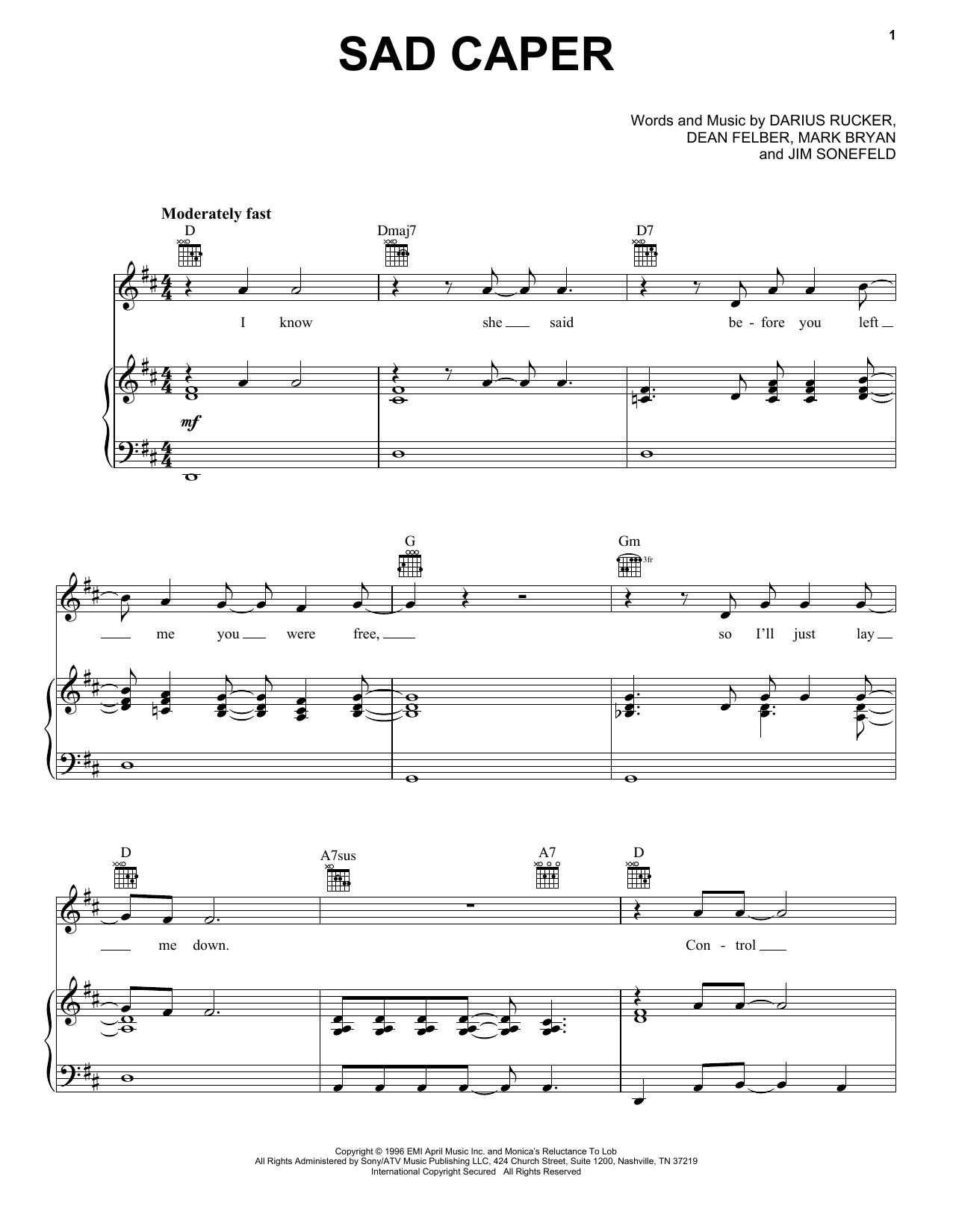 Learn to play Hootie & The Blowfish Sad Caper sheet music for Piano, Vocal & Guitar (Right-Hand Melody) in minutes. Hootie & The Blowfish Sad Caper sheet music notes and chords