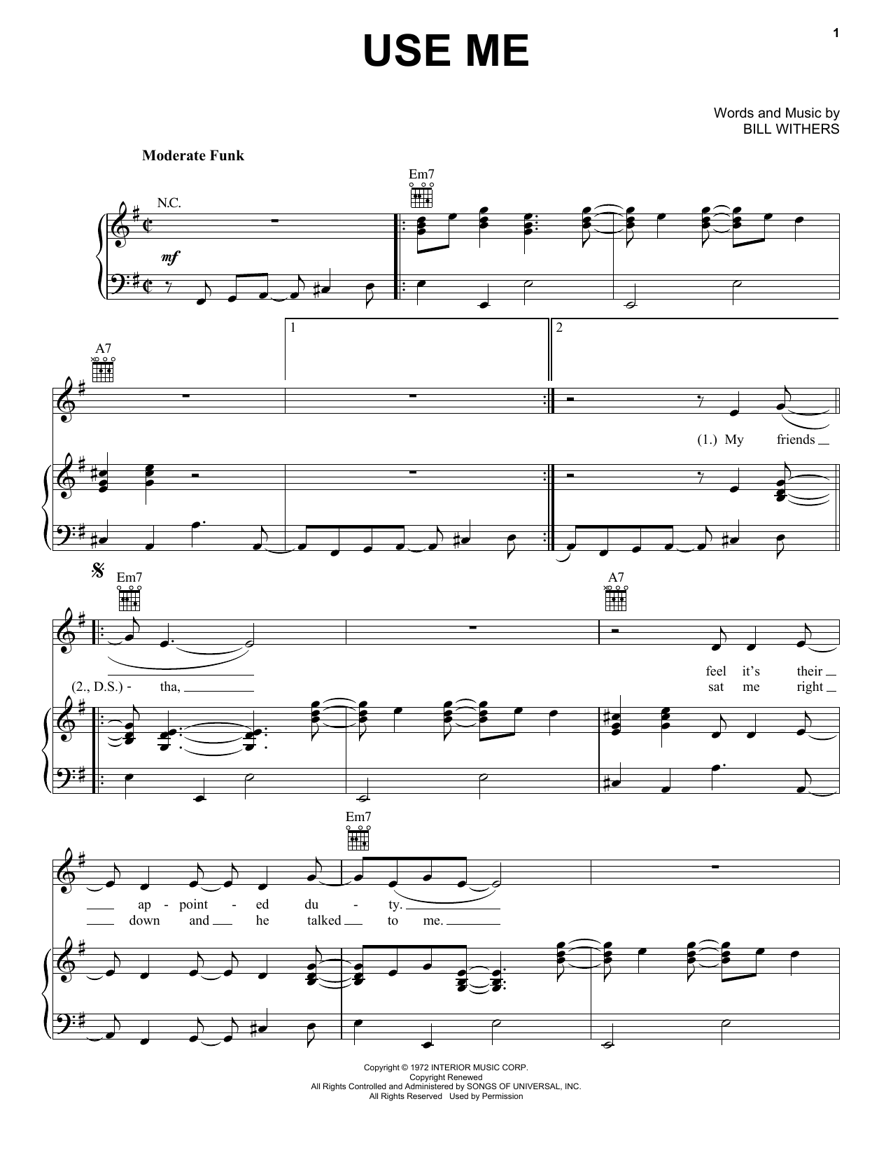 Learn to play Hootie & The Blowfish Use Me sheet music for Piano, Vocal & Guitar (Right-Hand Melody) in minutes. Hootie & The Blowfish Use Me sheet music notes and chords