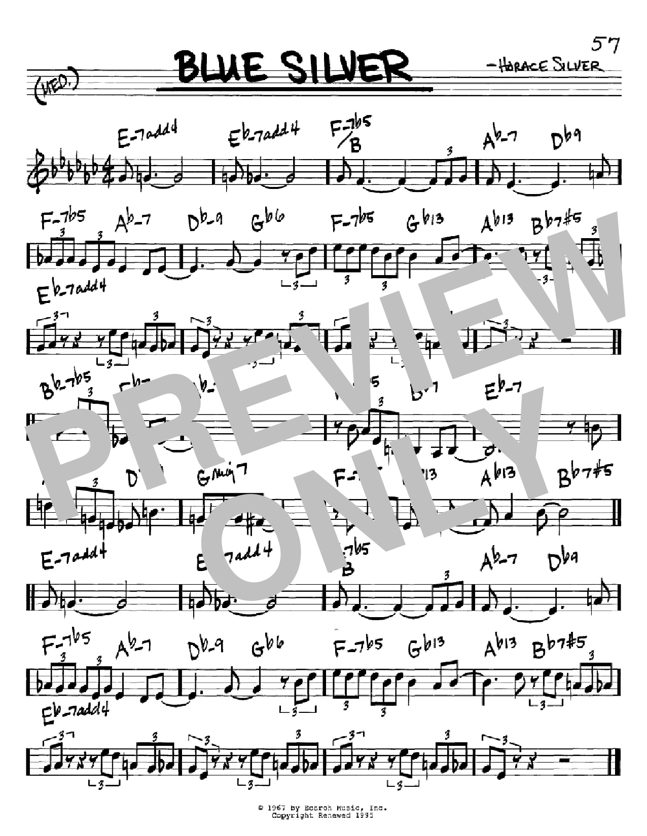 Horace Silver Blue Silver sheet music notes and chords. Download Printable PDF.