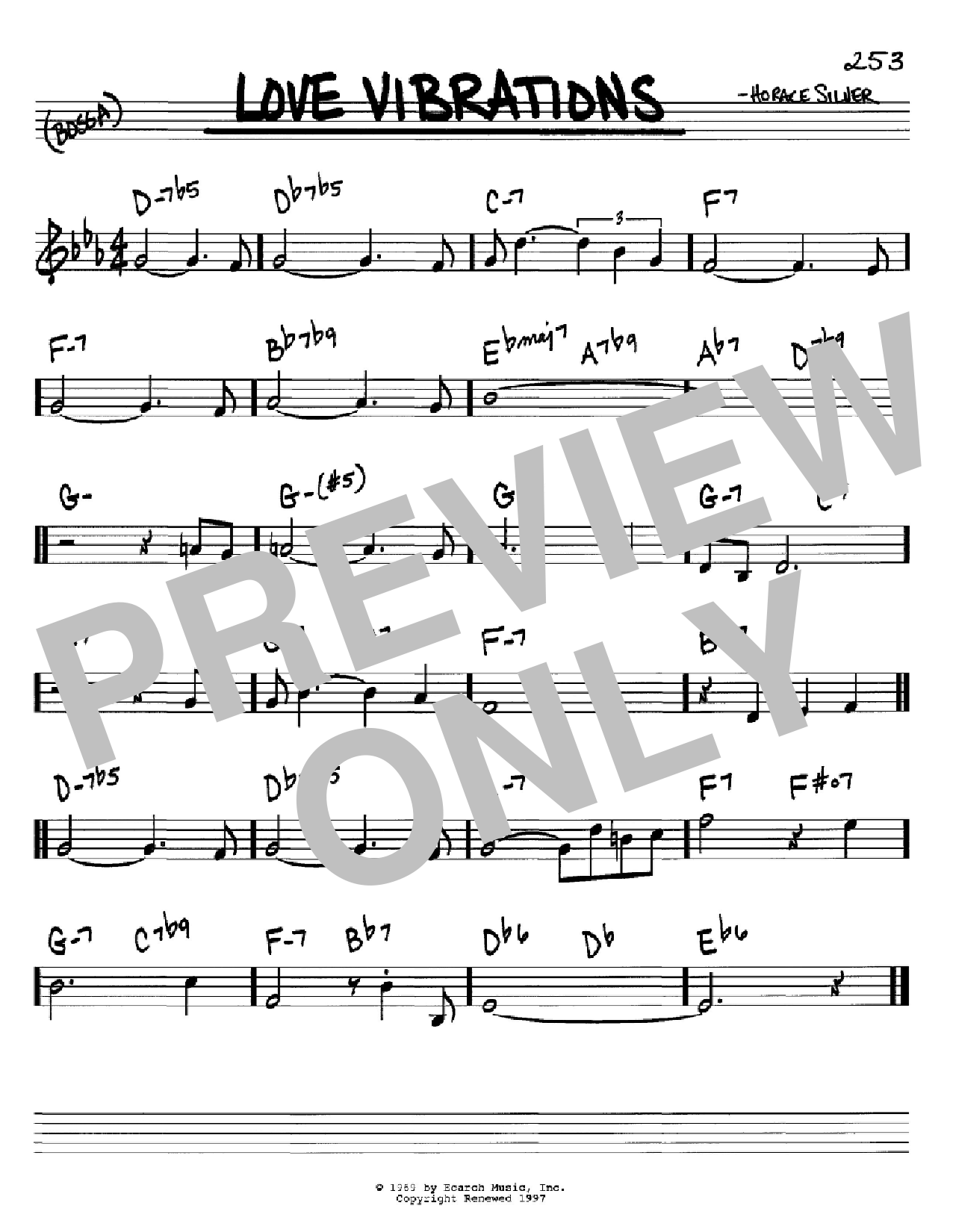 Horace Silver Love Vibrations sheet music notes and chords. Download Printable PDF.