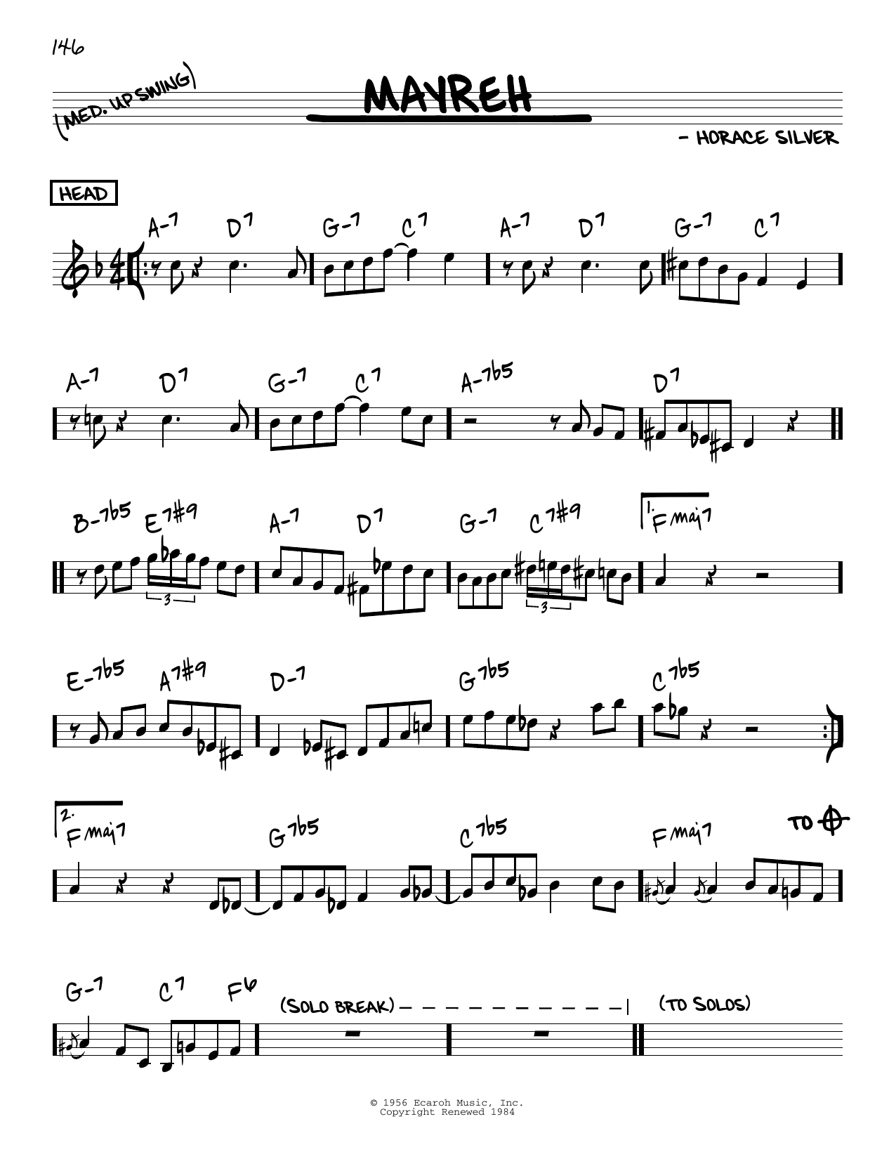 Horace Silver Mayreh sheet music notes and chords. Download Printable PDF.