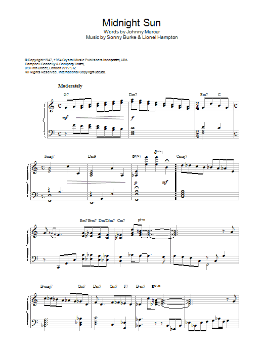 Learn to play Horace Silver Midnight Sun sheet music for Piano Solo in minutes. Horace Silver Midnight Sun sheet music notes and chords. Download Printable PDF.