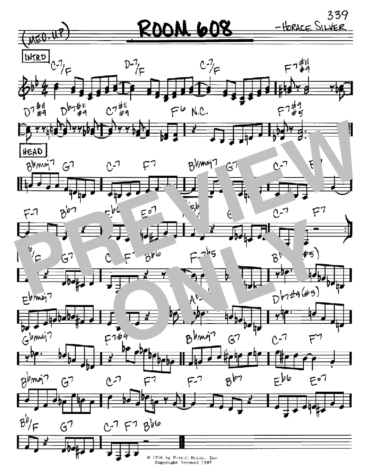 Horace Silver Room 608 sheet music notes and chords. Download Printable PDF.