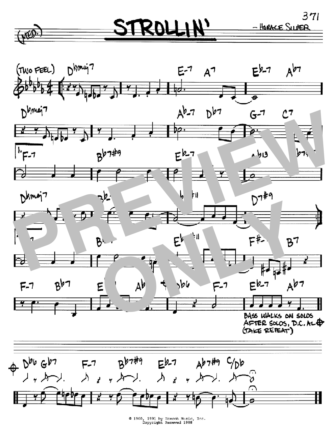 Horace Silver Strollin' sheet music notes and chords. Download Printable PDF.