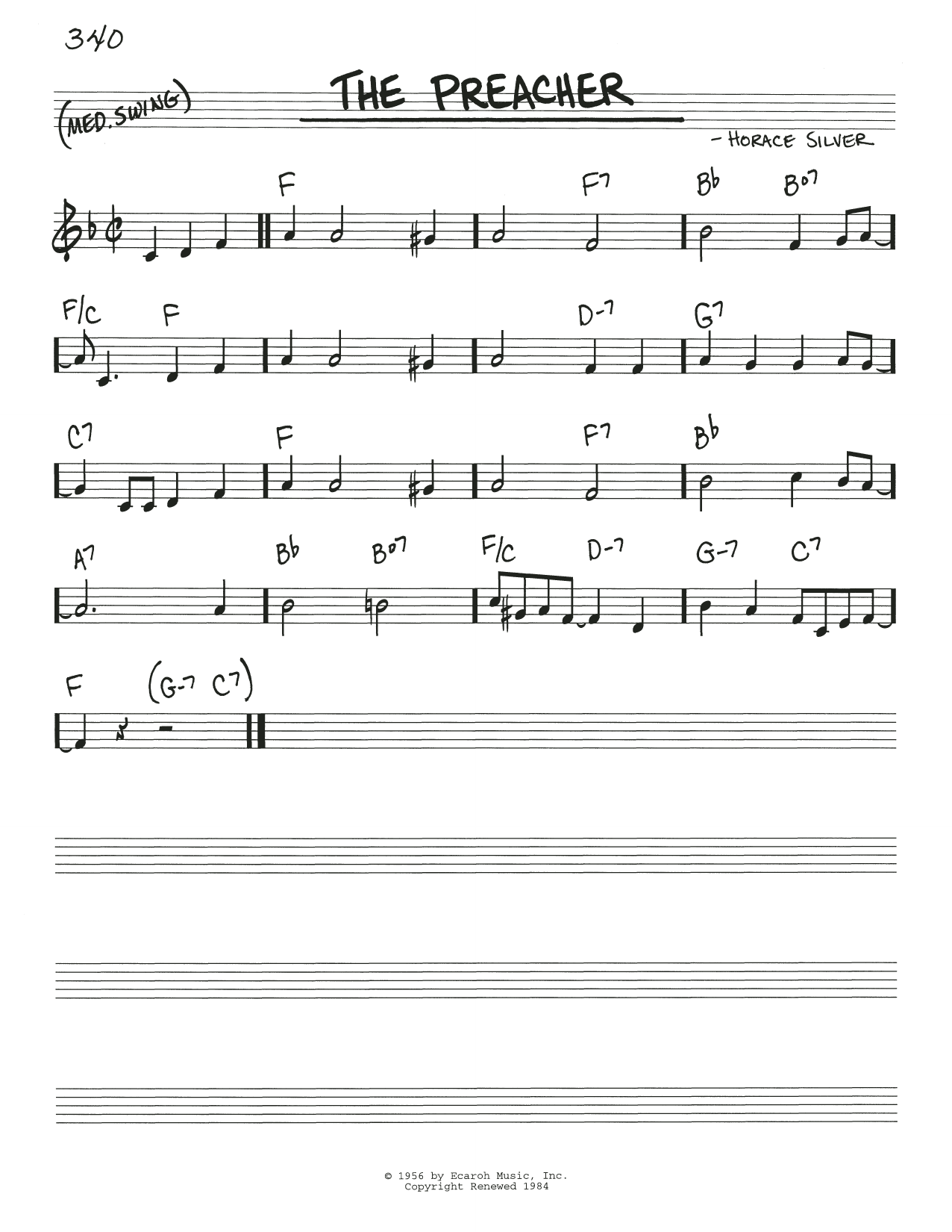 Learn to play Horace Silver The Preacher sheet music for Piano Solo in minutes. Horace Silver The Preacher sheet music notes and chords. Download Printable PDF.
