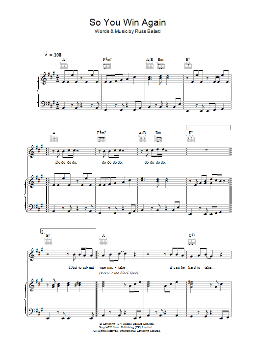 Learn to play Hot Chocolate So You Win Again sheet music for Piano, Vocal & Guitar in minutes. Hot Chocolate So You Win Again sheet music notes and chords. Download Printable PDF.