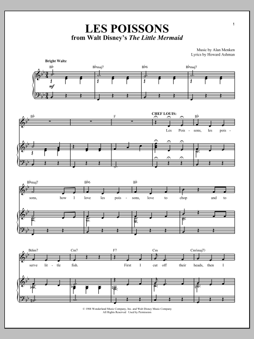 Howard Ashman Les Poissons From The Little Mermaid Sheet Music Pdf Notes Chords Children Score Lead Sheet Fake Book Download Printable Sku 373777 - le festin roblox id code