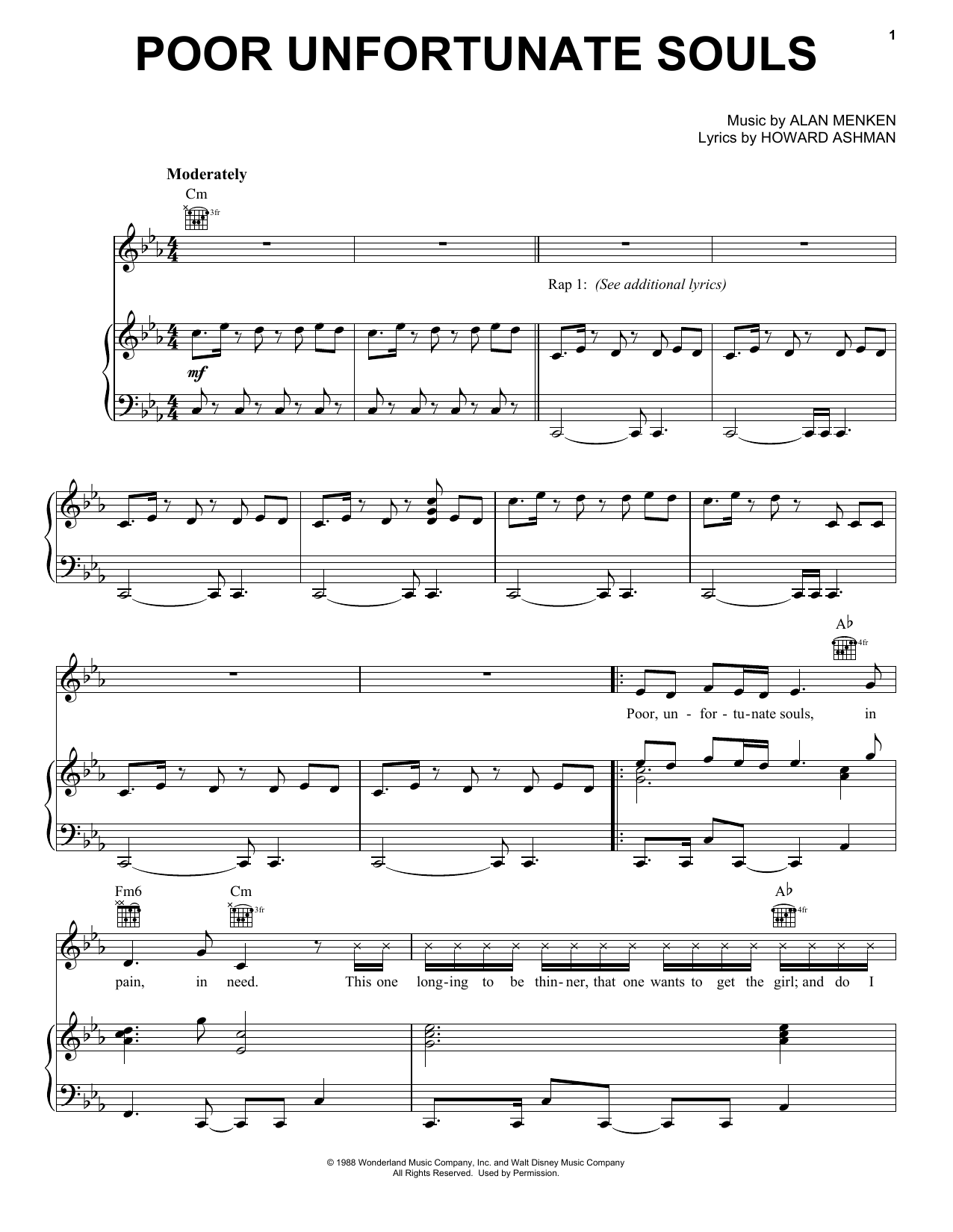 Learn to play Howard Ashman Poor Unfortunate Souls (from Disney's Descendants 2) sheet music for Piano, Vocal & Guitar Chords (Right-Hand Melody) in minutes. Price: 7.8900$ Howard Ashman Poor Unfortunate Souls (from Disney's Descendants 2) sheet music notes and chords arranged for Piano, Vocal & Guitar Chords (Right-Hand Melody)