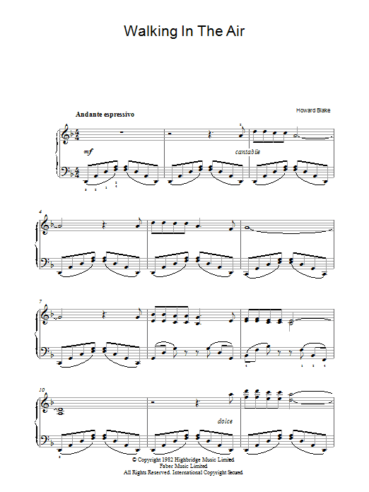 Howard Blake Walking In The Air (theme from The Snowman) sheet music notes and chords. Download Printable PDF.