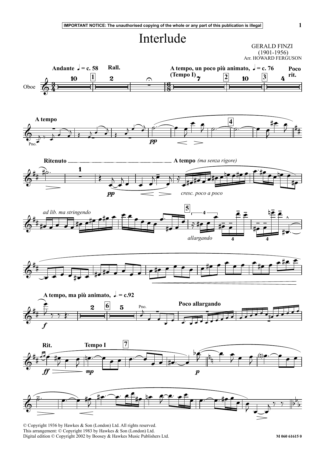 Howard Ferguson Interlude sheet music notes and chords. Download Printable PDF.