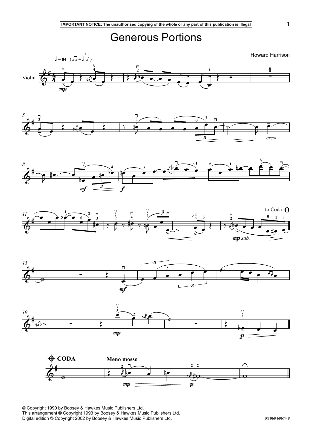 Howard Harrison Generous Portions sheet music notes and chords. Download Printable PDF.