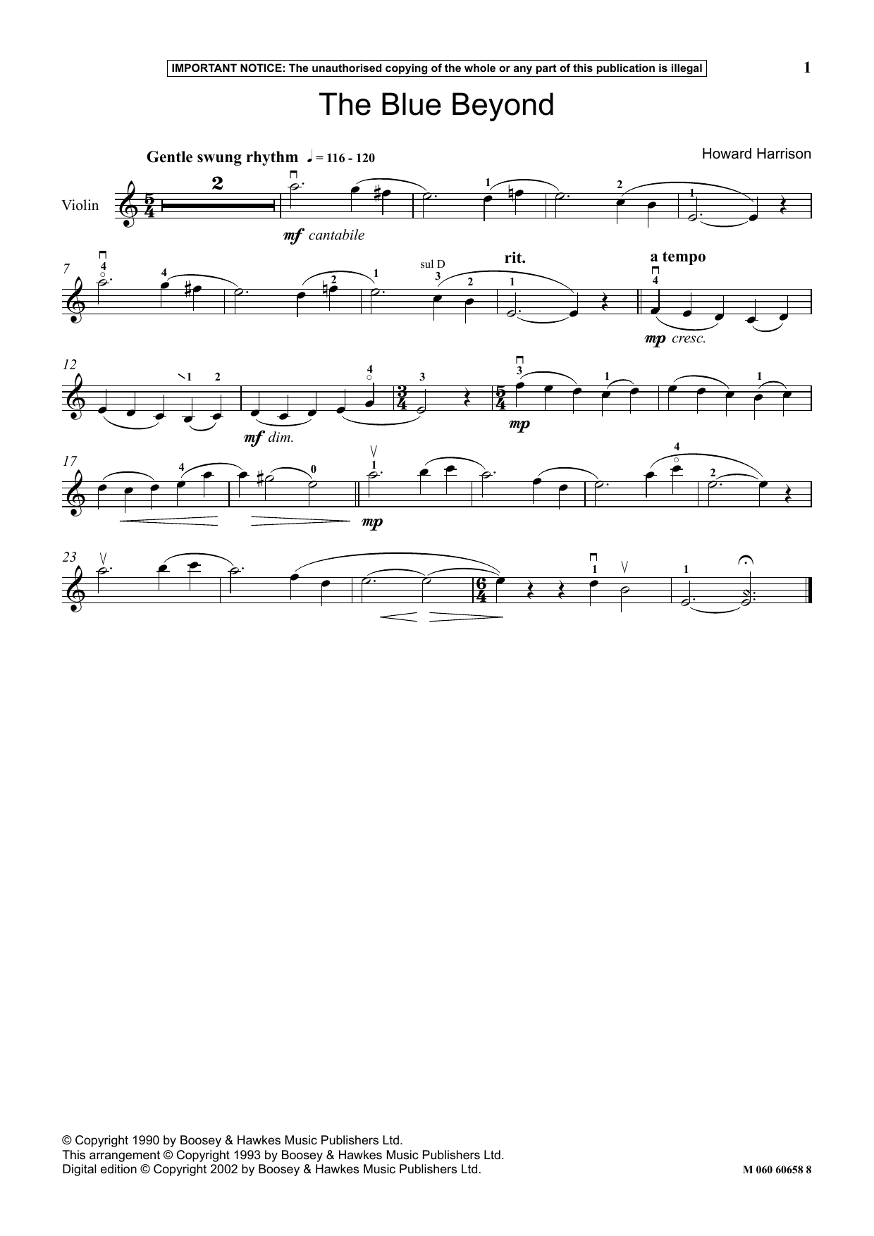 Howard Harrison The Blue Beyond sheet music notes and chords. Download Printable PDF.