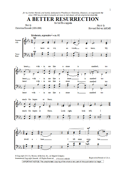 Howard Helvey A Better Resurrection sheet music notes and chords. Download Printable PDF.