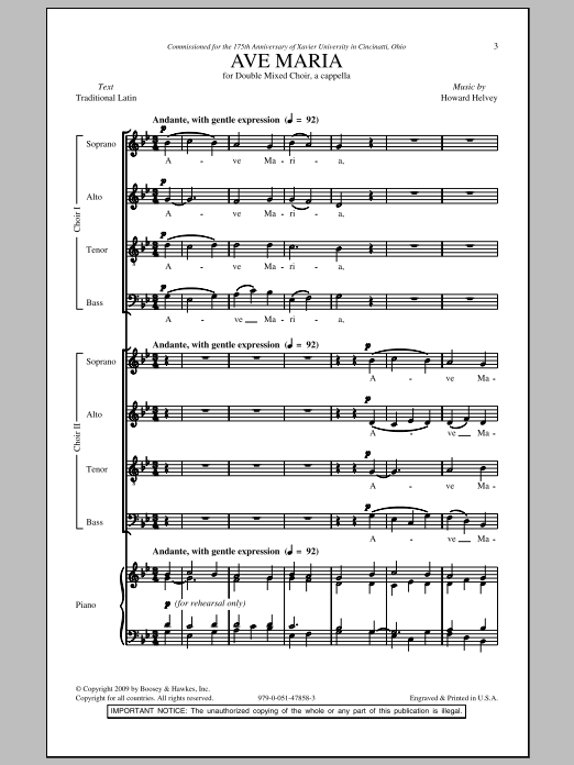 Howard Helvey Ave Maria sheet music notes and chords. Download Printable PDF.