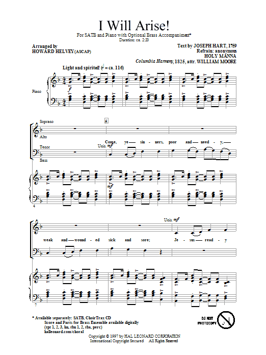 Learn to play Howard Helvey I Will Arise! sheet music for SATB Choir in minutes. Price: 3.9900$ Howard Helvey I Will Arise! sheet music notes and chords arranged for SATB Choir