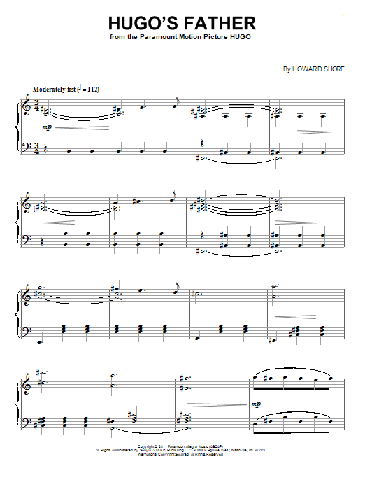 Learn to play Howard Shore Hugo's Father sheet music for Piano Solo in minutes. Howard Shore Hugo's Father sheet music notes and chords