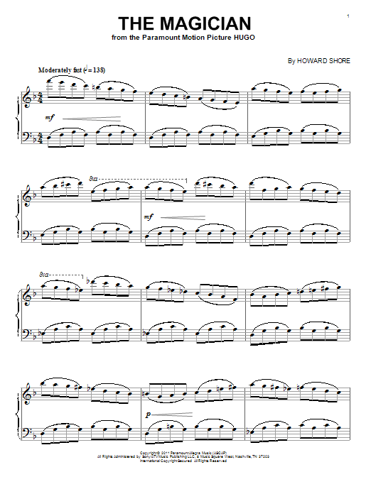 Howard Shore The Magician sheet music notes and chords. Download Printable PDF.