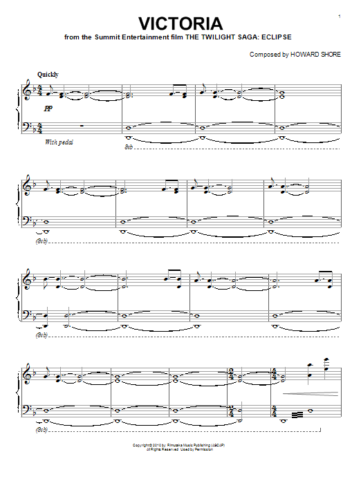 Howard Shore Victoria sheet music notes and chords. Download Printable PDF.