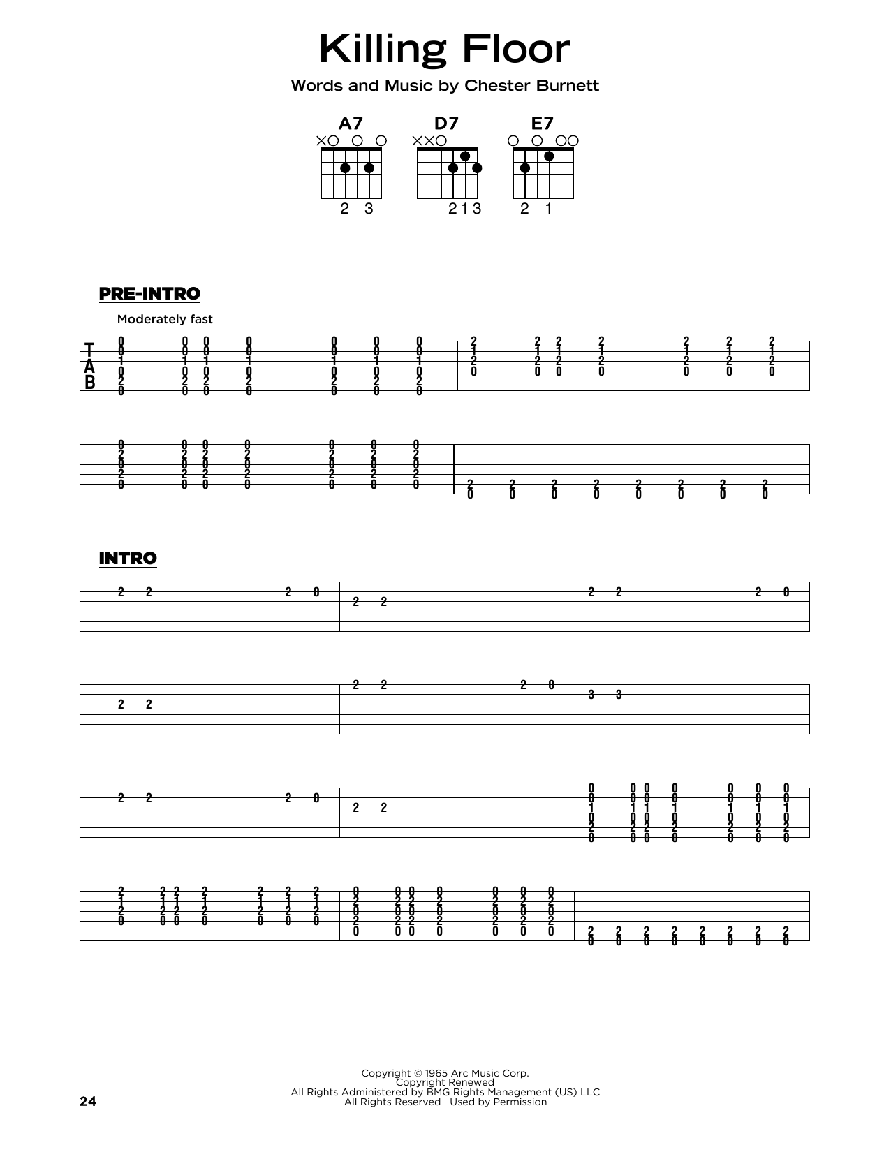 Howlin' Wolf Killing Floor sheet music notes and chords. Download Printable PDF.