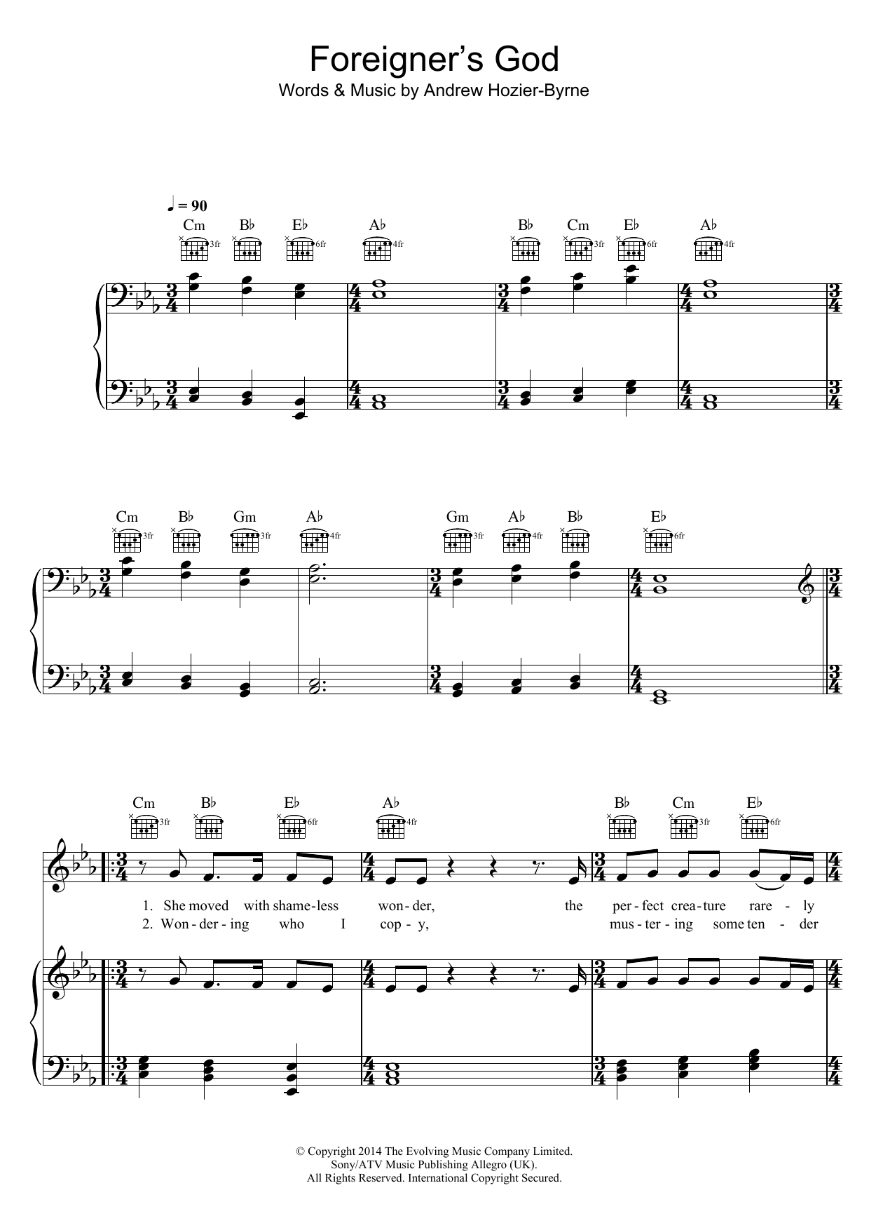 Hozier Foreigner's God sheet music notes and chords. Download Printable PDF.