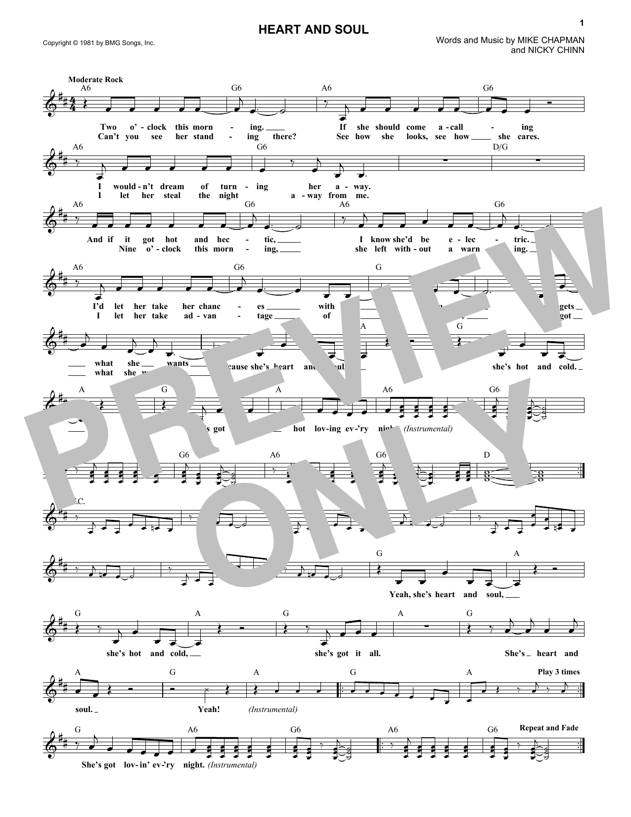 Huey Lewis Heart And Soul sheet music notes and chords. Download Printable PDF.