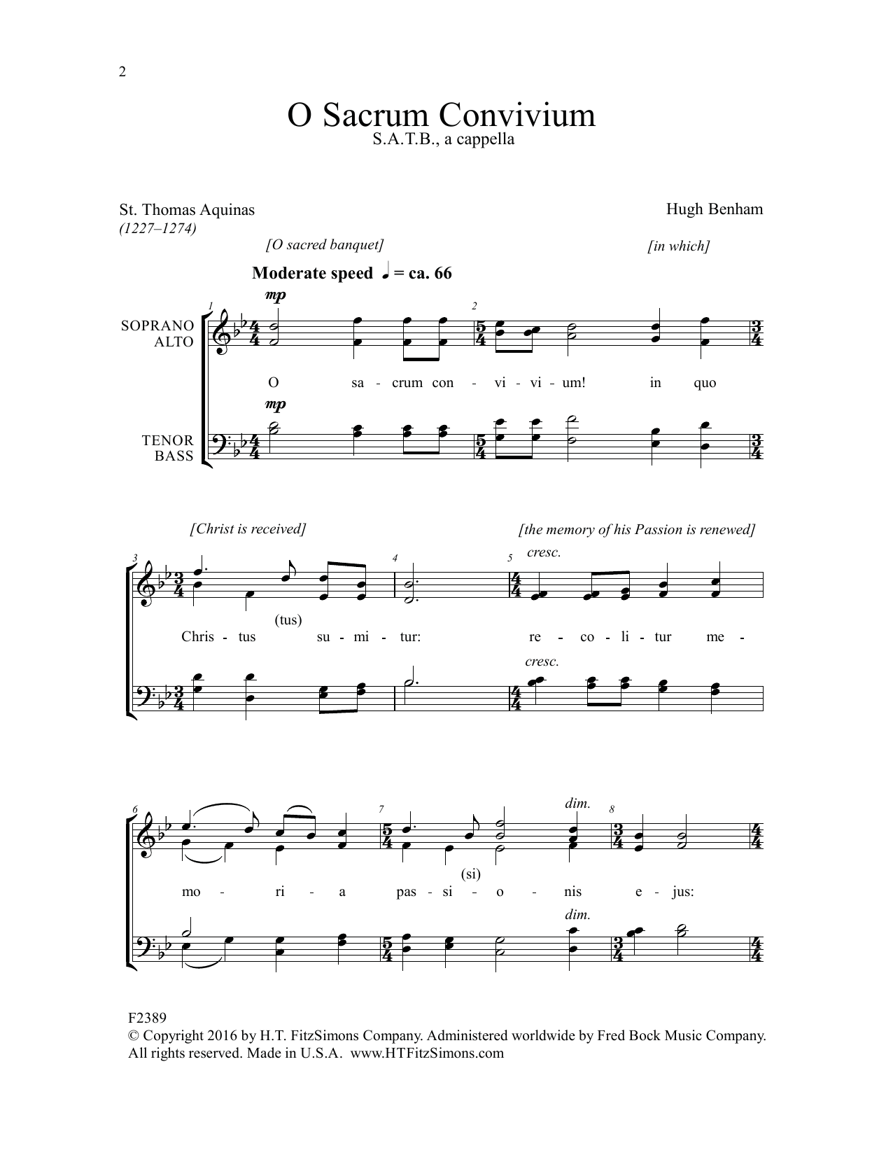 Hugh Benham O Sacrum Convivium sheet music notes and chords. Download Printable PDF.