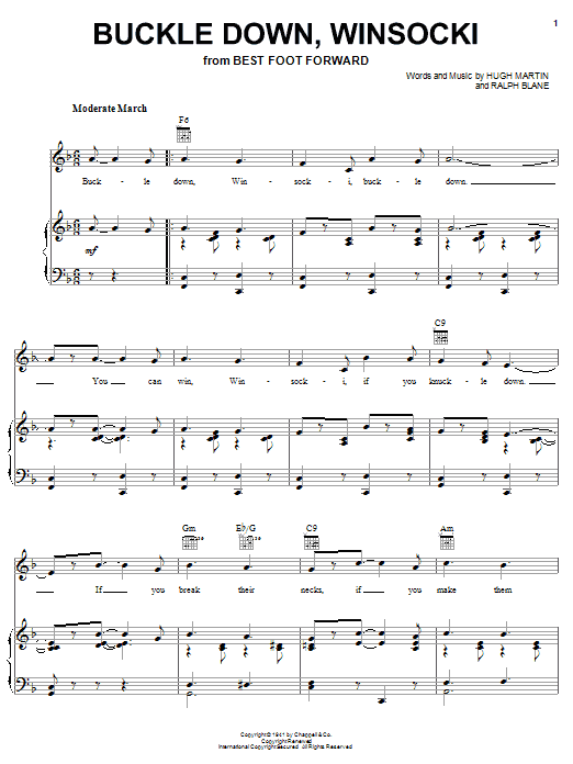 Hugh Martin Buckle Down, Winsocki sheet music notes and chords. Download Printable PDF.