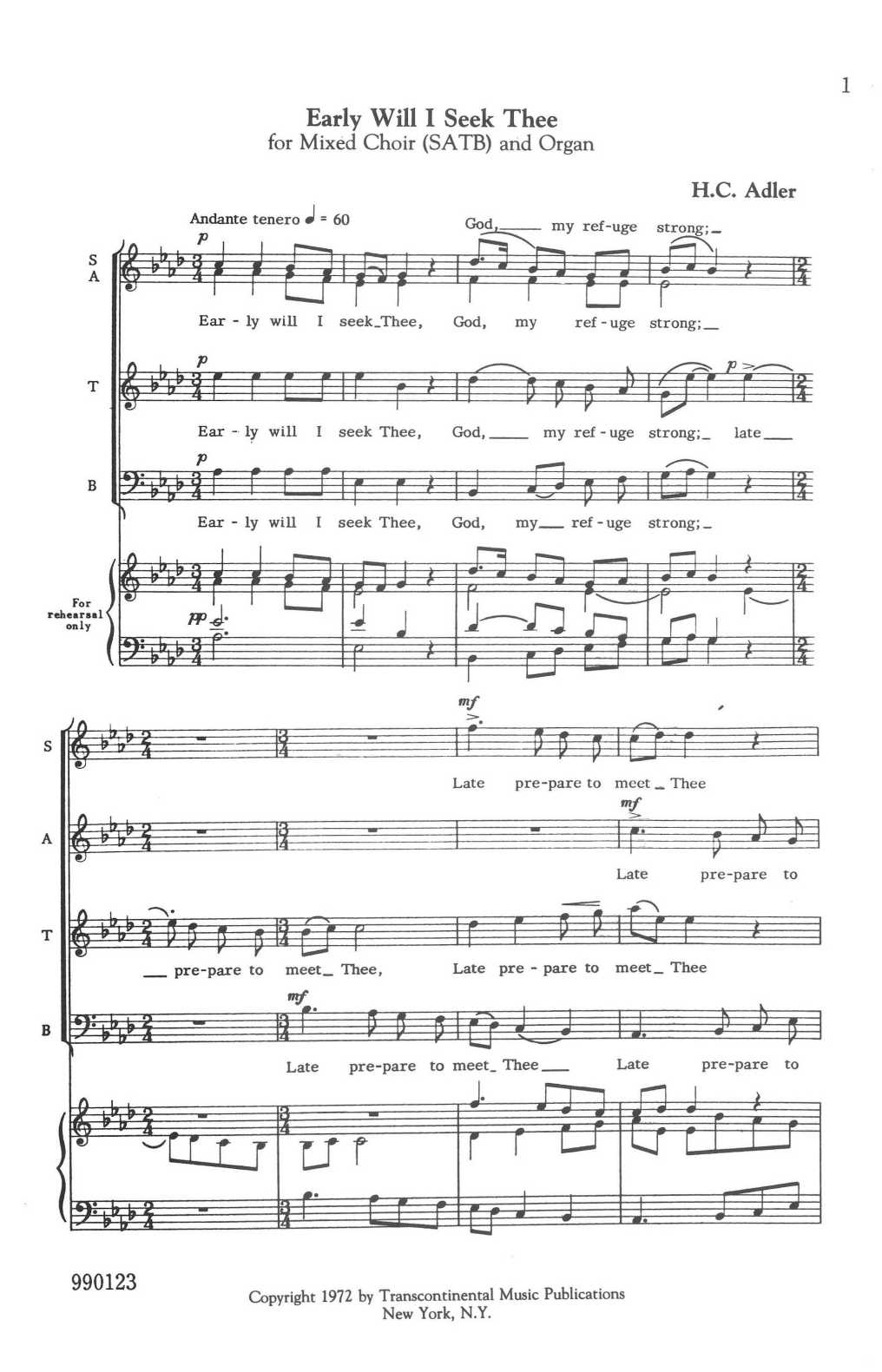 Learn to play Hugo Adler Early Will I Seek Thee sheet music for SATB Choir in minutes. Price: 3.9900$ Hugo Adler Early Will I Seek Thee sheet music notes and chords arranged for SATB Choir
