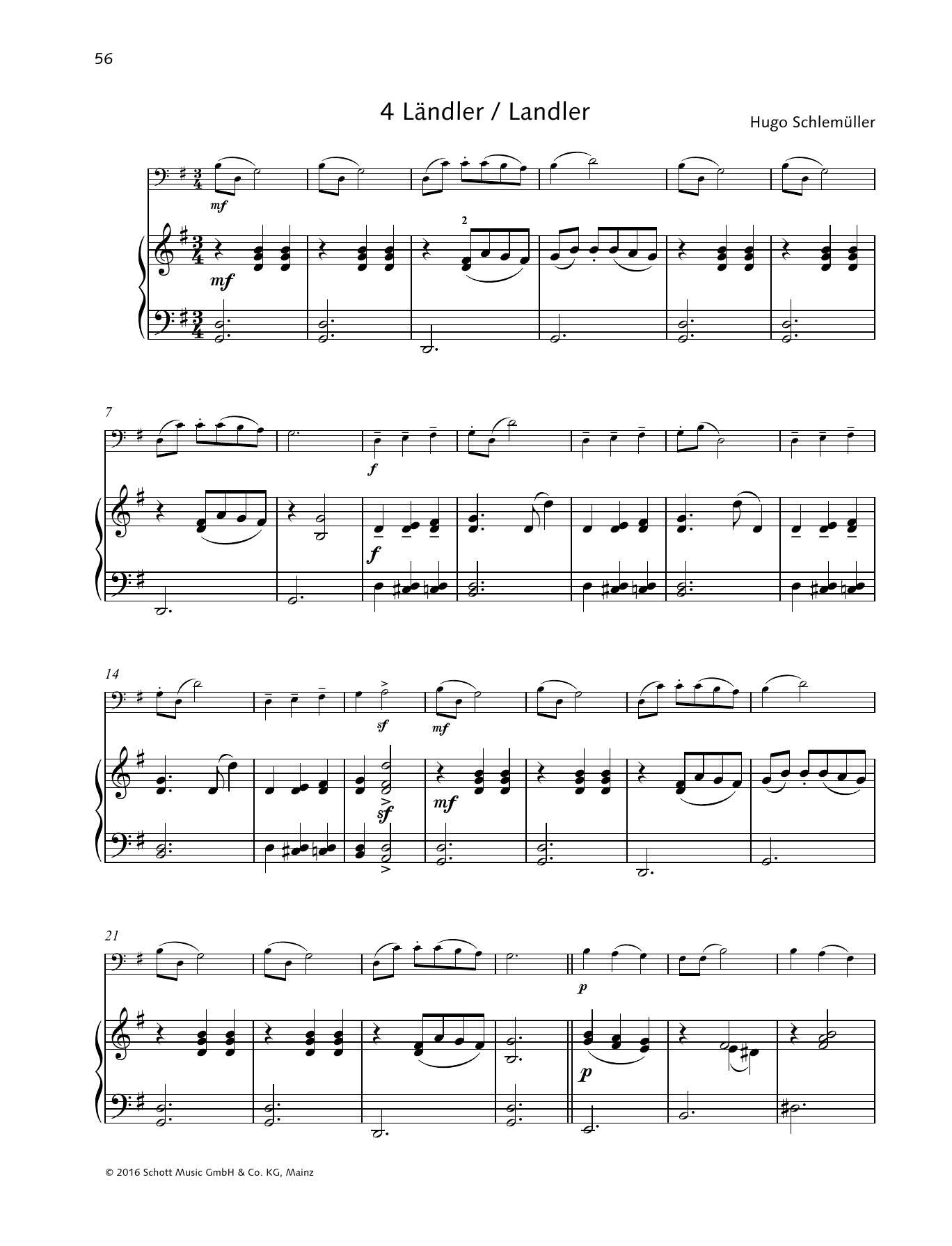 Hugo Schlemüller Ländler sheet music notes and chords. Download Printable PDF.