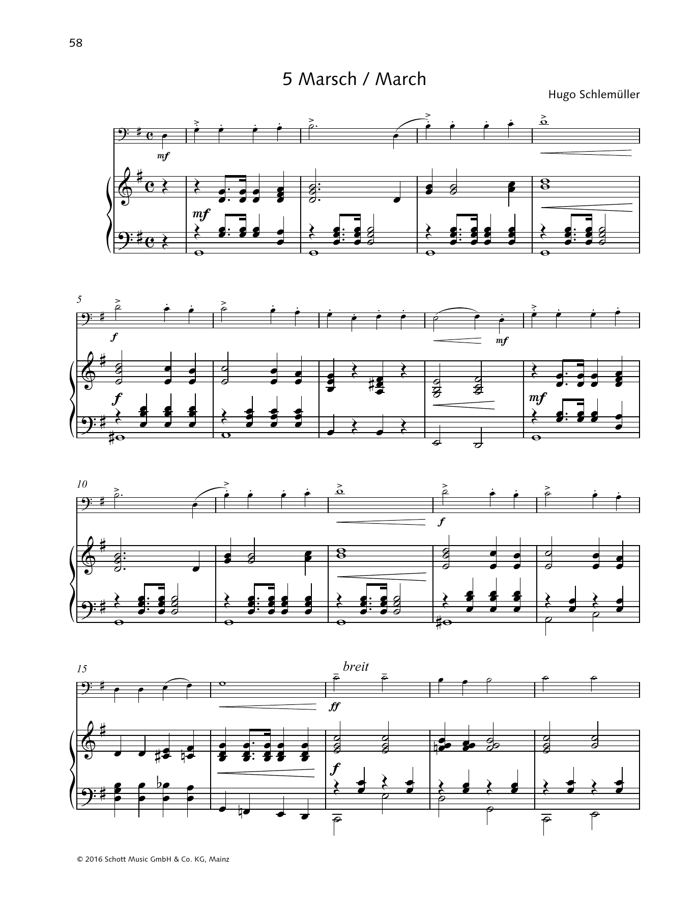 Hugo Schlemüller March sheet music notes and chords. Download Printable PDF.