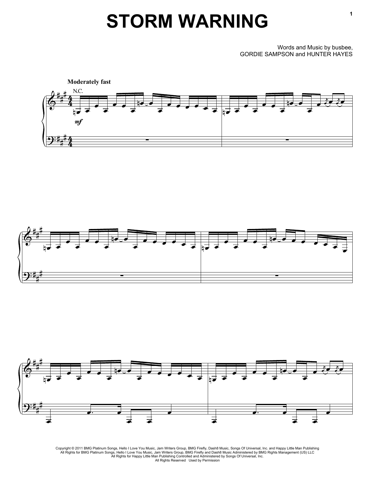 Hunter Hayes Storm Warning sheet music notes and chords. Download Printable PDF.