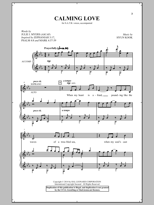 Hyun Kook Calming Love sheet music notes and chords. Download Printable PDF.