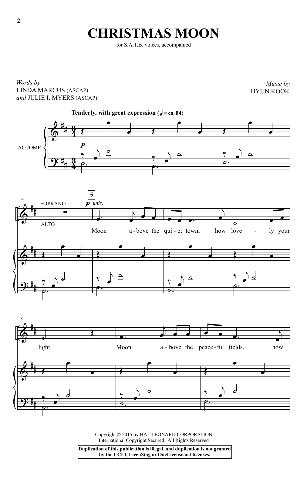 Hyun Kook Christmas Moon sheet music notes and chords. Download Printable PDF.