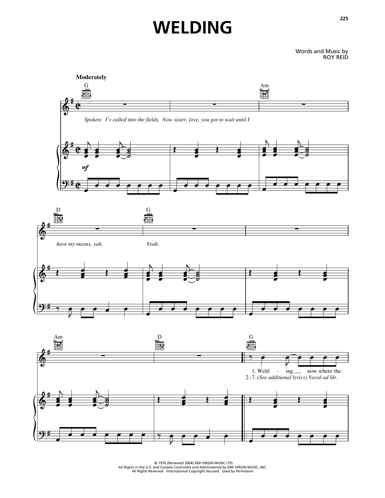 I-Roy Welding sheet music notes and chords. Download Printable PDF.