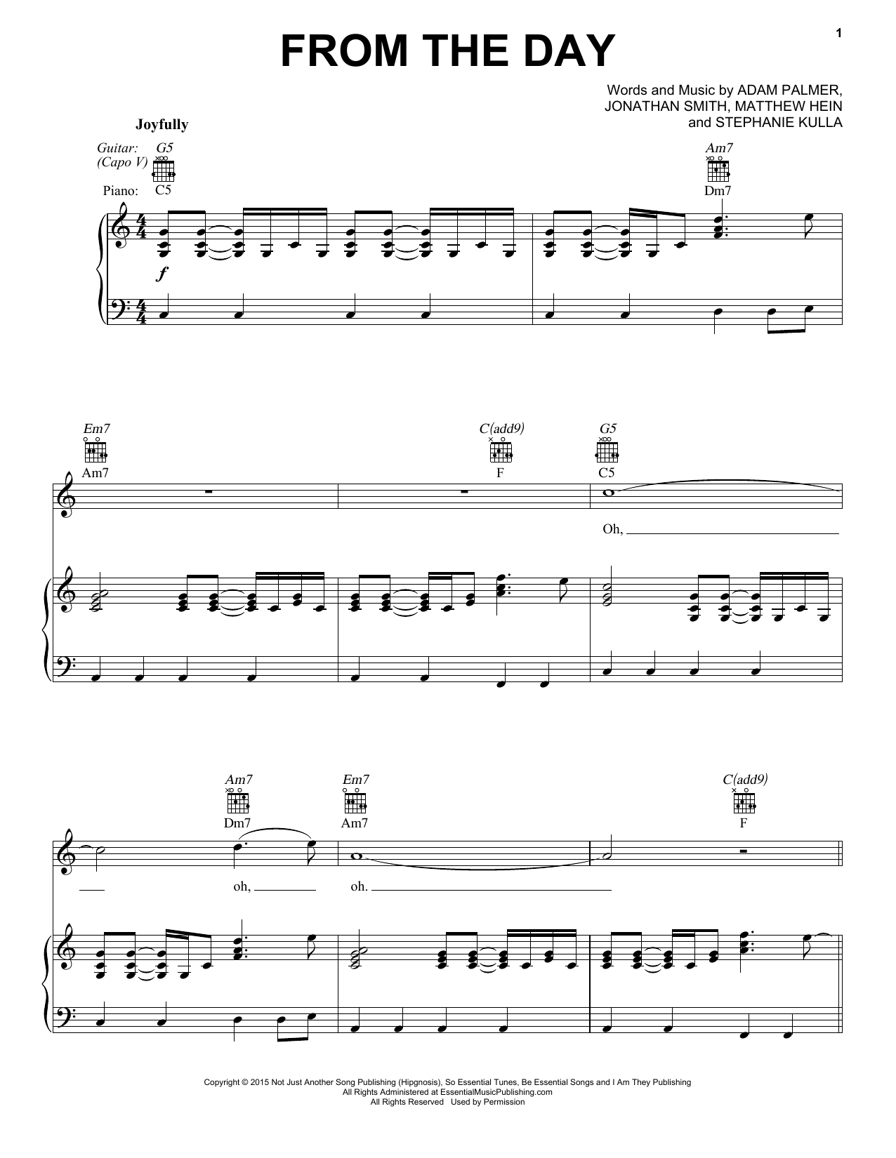 Learn to play I Am They From The Day sheet music for Piano, Vocal & Guitar Chords (Right-Hand Melody) in minutes. Price: 6.9900$ I Am They From The Day sheet music notes and chords arranged for Piano, Vocal & Guitar Chords (Right-Hand Melody)