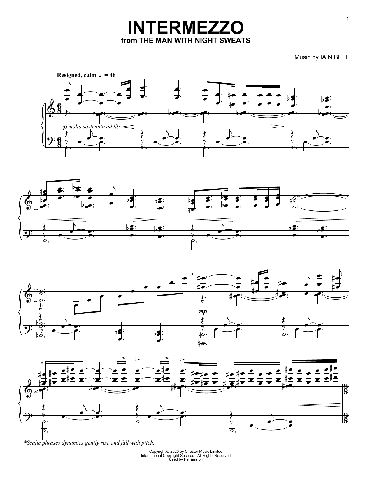 Iain Bell Intermezzo sheet music notes and chords. Download Printable PDF.