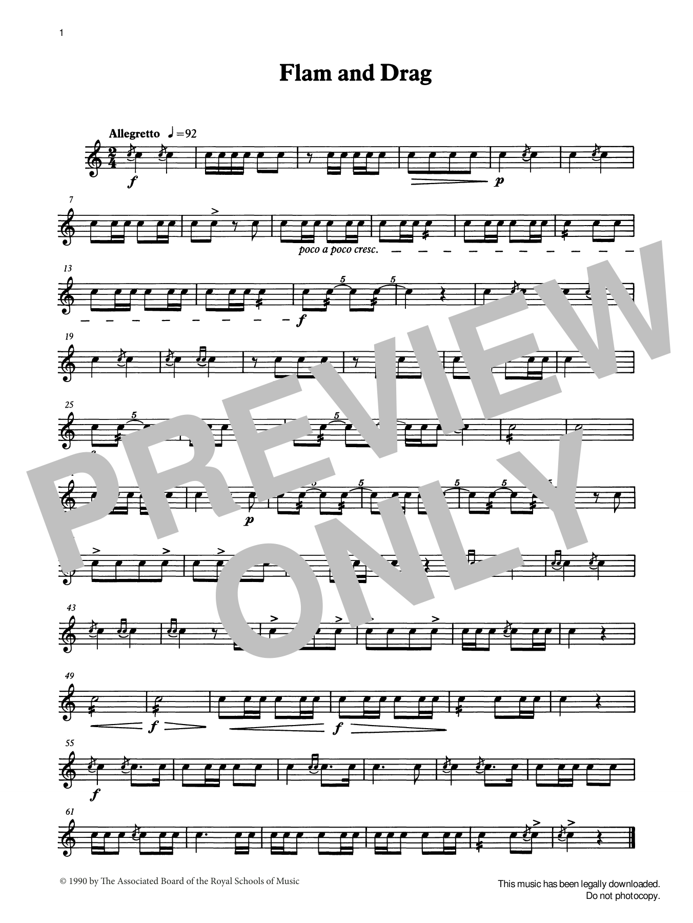 Learn to play Ian Wright and Kevin Hathaway Flam and Drag from Graded Music for Snare Drum, Book I sheet music for Percussion Solo in minutes. Price: 4.4900$ Ian Wright and Kevin Hathaway Flam and Drag from Graded Music for Snare Drum, Book I sheet music notes and chords arranged for Percussion Solo