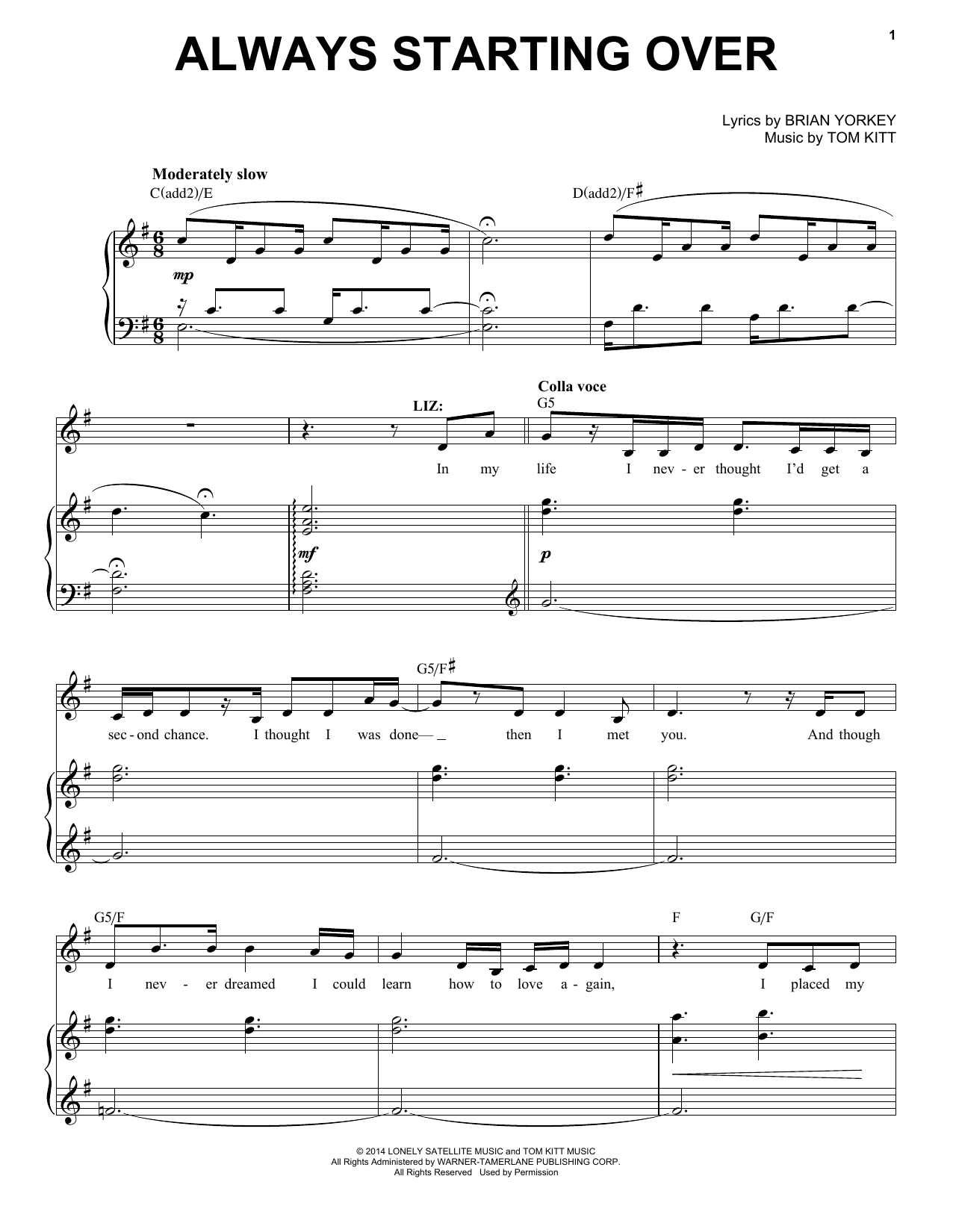 Learn to play Idina Menzel Always Starting Over (from If/Then: A New Musical) sheet music for Lead Sheet / Fake Book in minutes. Price: 5.9900$ Idina Menzel Always Starting Over (from If/Then: A New Musical) sheet music notes and chords arranged for Lead Sheet / Fake Book