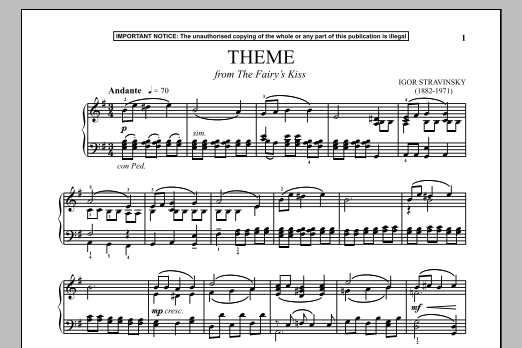 Learn to play Igor Stravinsky The Fairy's Kiss (Theme) sheet music for Piano Solo in minutes. Igor Stravinsky The Fairy's Kiss (Theme) sheet music notes and chords. Download Printable PDF.