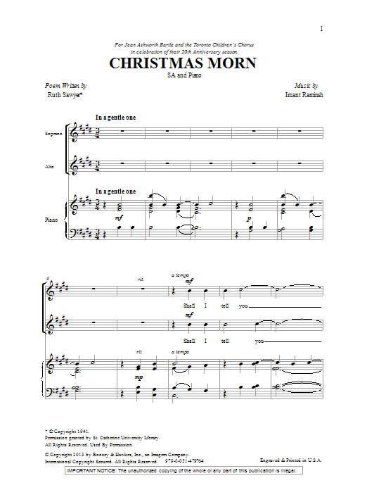 Imant Raminsh Christmas Morn sheet music notes and chords. Download Printable PDF.