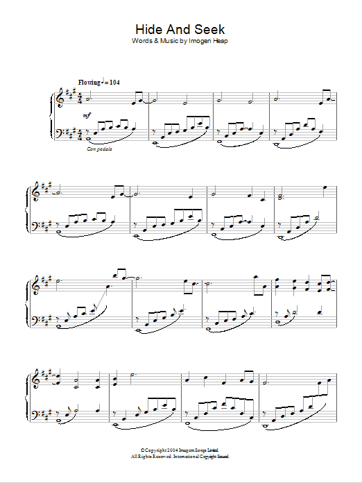 Imogen Heap Hide And Seek sheet music notes and chords. Download Printable PDF.