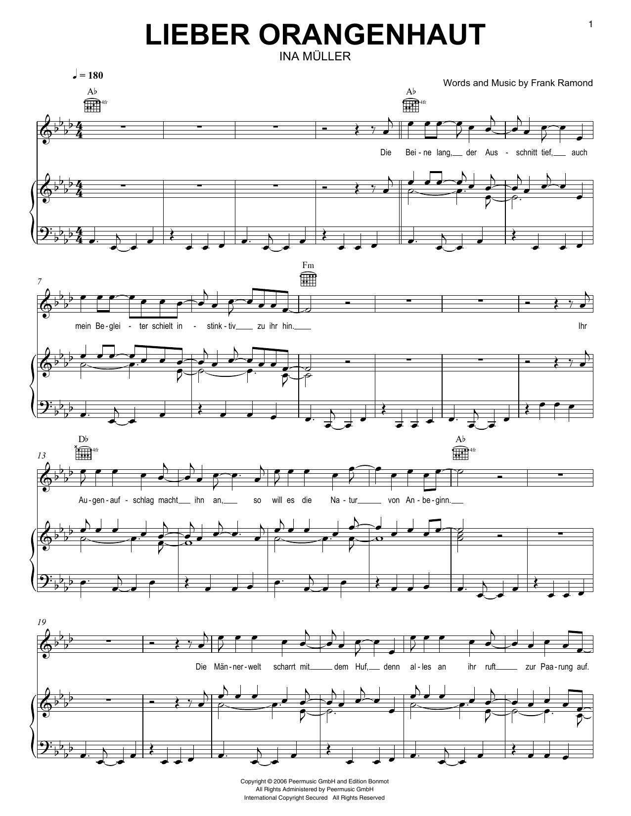 Ina Müller Lieber Orangenhaut sheet music notes and chords. Download Printable PDF.