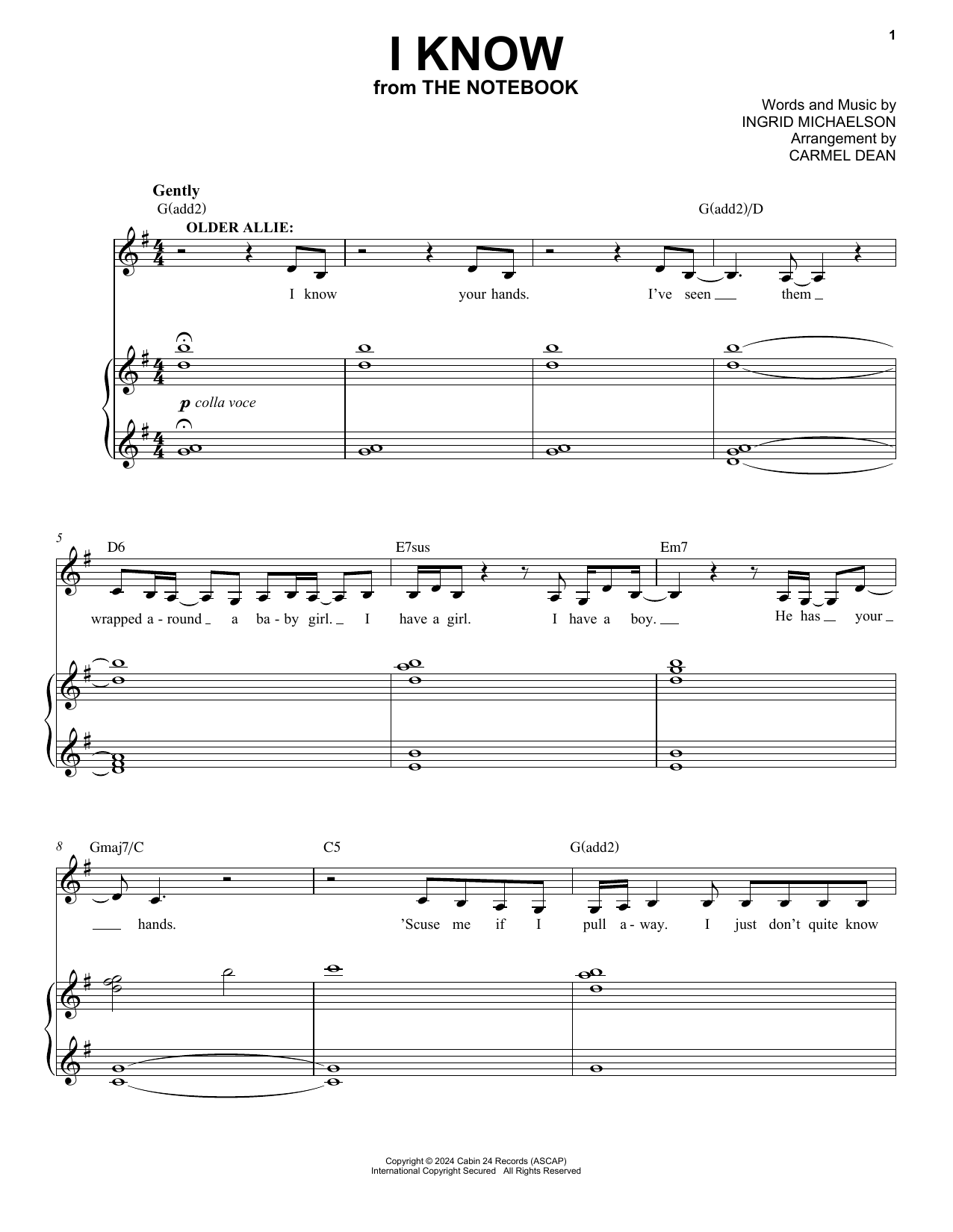 Ingrid Michaelson I Know (from The Notebook) sheet music notes and chords. Download Printable PDF.