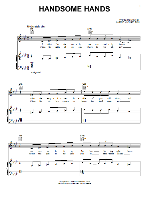 Ingrid Michaelson Handsome Hands sheet music notes and chords. Download Printable PDF.