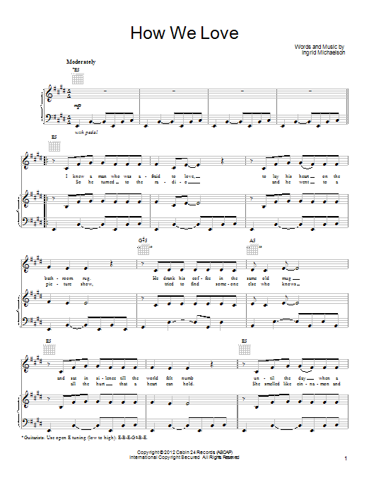 Ingrid Michaelson How We Love sheet music notes and chords. Download Printable PDF.