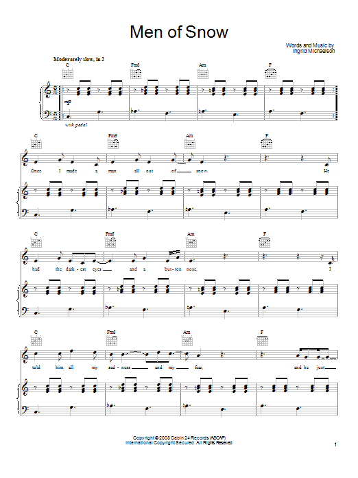 Ingrid Michaelson Men Of Snow Sheet Music Notes Chords