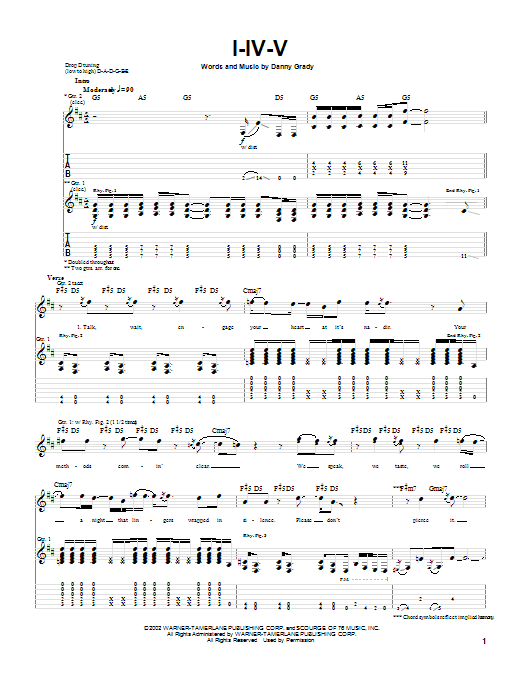 Injected I-IV-V sheet music notes and chords. Download Printable PDF.