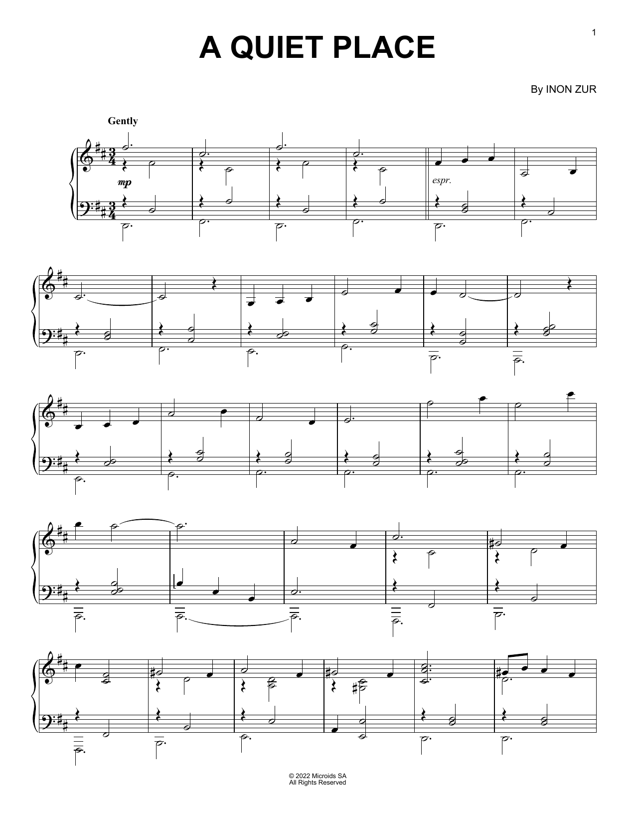 Inon Zur A Quiet Place (from Syberia: The World Before) sheet music notes and chords - Download Printable PDF and start playing in minutes.