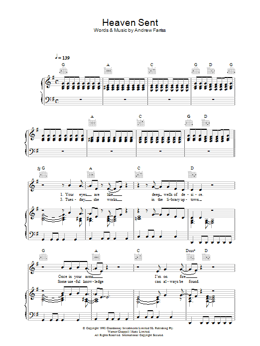 INXS Heaven Sent sheet music notes and chords. Download Printable PDF.